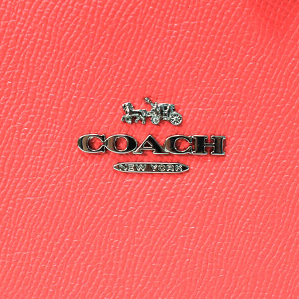 画像: 【COACH】コーチ クロスグレインレザー ハート リストレット ポーチ コーラル〔日本未発売〕