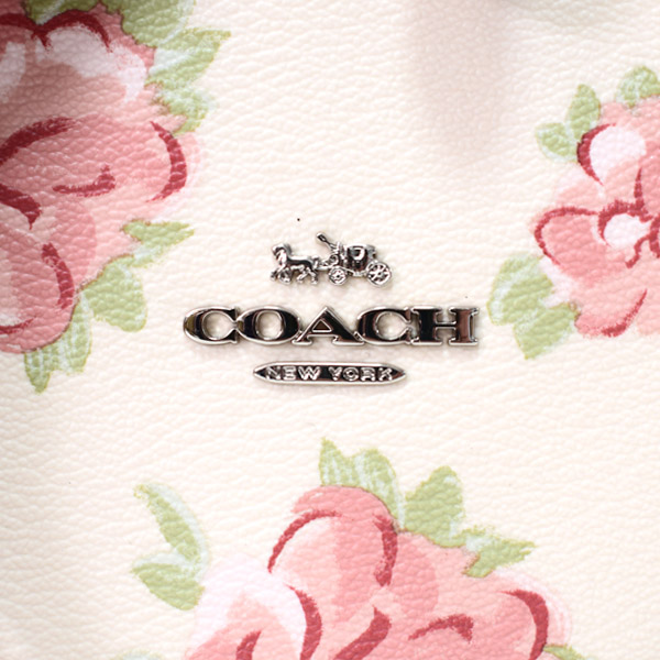 画像: 【COACH】コーチ コーティングキャンバス レザー ジャンボ フローラル 花柄 フラワー プリント ハート リストレット ポーチ チャーク×ペタルマルチ〔日本未発売〕