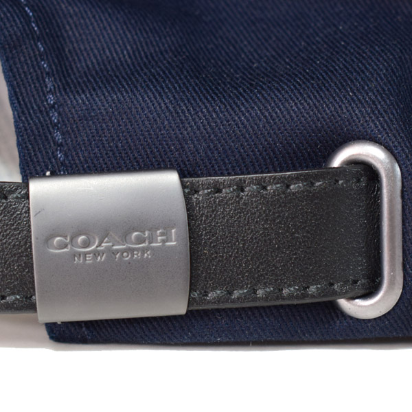 画像: 【COACH】コーチ コットン レザー ヴァーシティー C ワンポイント ロゴ キャップ 帽子 ネイビー〔日本未発売〕