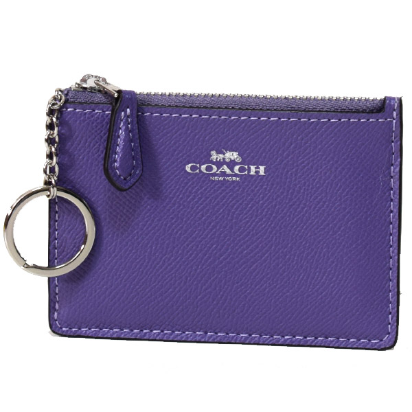 画像1: 【COACH】コーチ エンボスド レザー キーリング付 スキニー コインケース ライトパープル（日本未発売） (1)