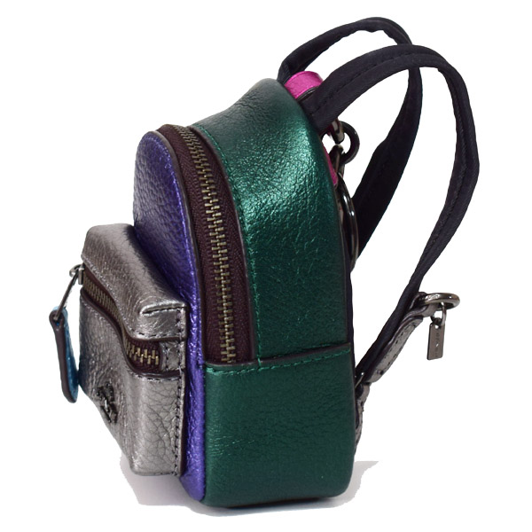 COACH】コーチ レザー メタリック カラーブロック リュックサック