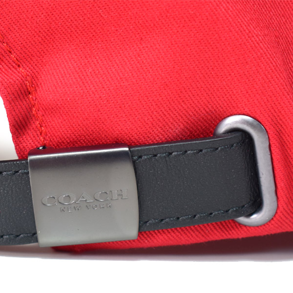画像: 【COACH】コーチ コットン レザー ヴァーシティー C ワンポイント ロゴ キャップ 帽子 レッド〔日本未発売〕
