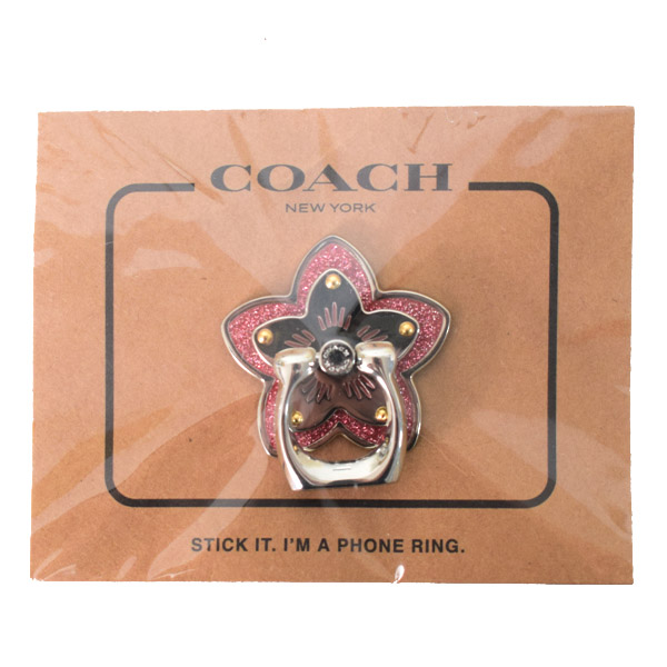 画像: 【COACH】コーチ メタル エナメル ワイルドフラワー グリッター ラメ スマホ フォン グリップ バンカーリング ペタル（日本未発売）