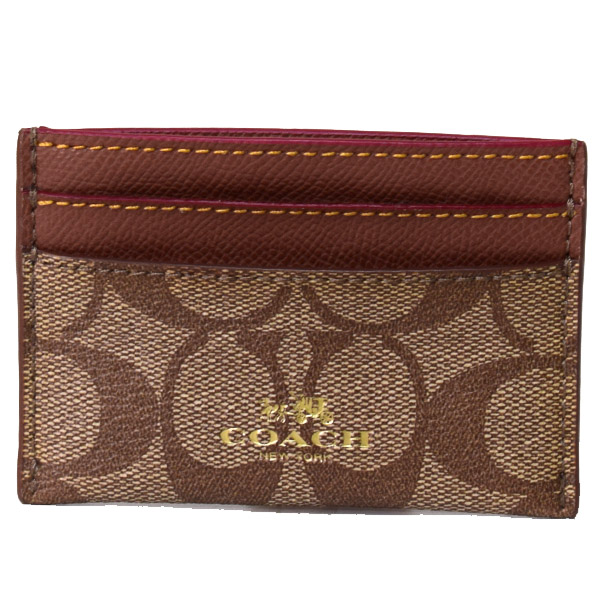 画像1: 【COACH】コーチ ペイトン シグネチャー カードケース 名刺入れ カーキ×サドルB（日本未発売） (1)