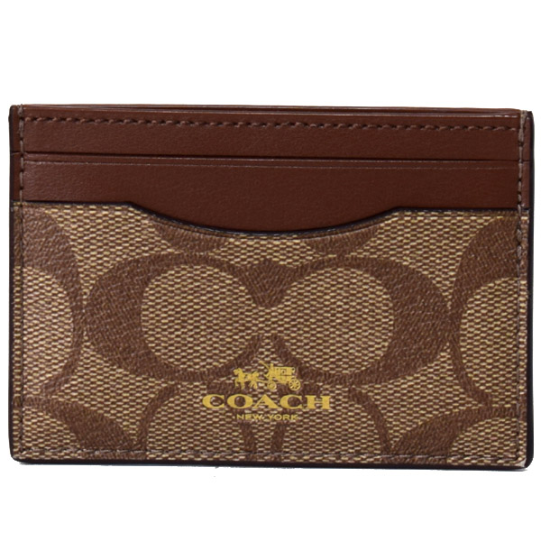 画像1: 【COACH】コーチ ペイトン シグネチャー カードケース 名刺入れ カーキ×サドル2（日本未発売） (1)