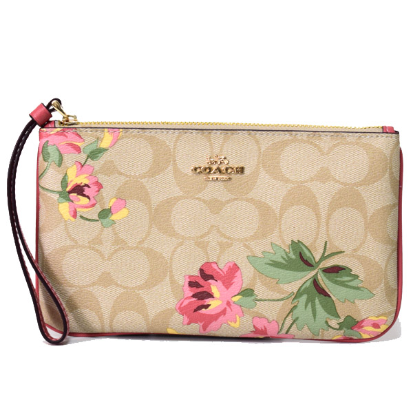 特別セール品 Coach ポーチ ホワイト ピンク ローズ 花柄 リストレット コーチ ポーチ バニティ News Elegantsite Gr