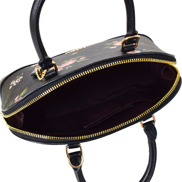COACH】コーチ コーティングキャンバス スムースレザー デイジー 花柄 フラワー フローラル ミニ シエラ サッチェル ドームド 2Way  ショルダー ハンドバッグ ブラック×ピンク（日本未発売） 73053 - コーチ専門店「コチガル」