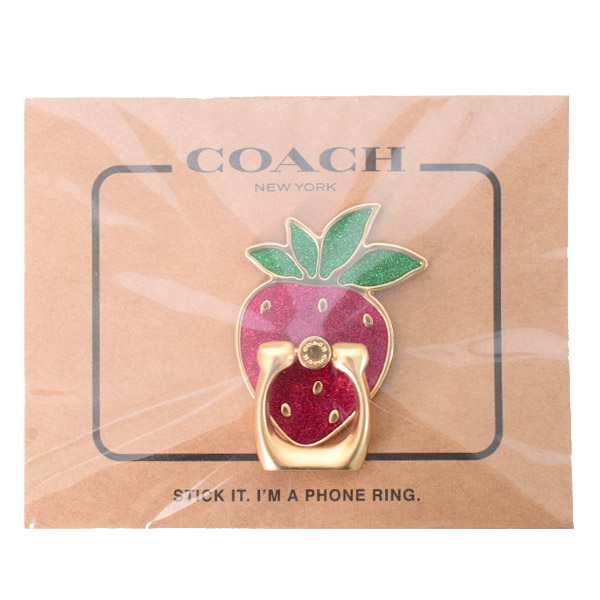 画像: 【COACH】コーチ メタル ストロベリー イチゴ グリッター ラメ スマホ フォン グリップ バンカーリング マルチ（日本未発売）