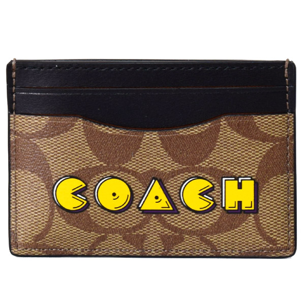 画像1: 【COACH】コーチ メンズ コーティングキャンバス スムースレザー シグネチャー パックマン アニメーション パスケース カードケース カーキマルチ（日本未発売） (1)