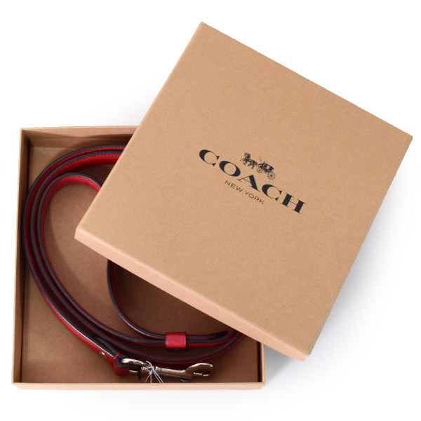 画像: 【COACH】コーチ クロスグレインレザー ラージ ペット リーシュ リード（犬のリード）（専用BOX付き）レッド〔日本未発売〕