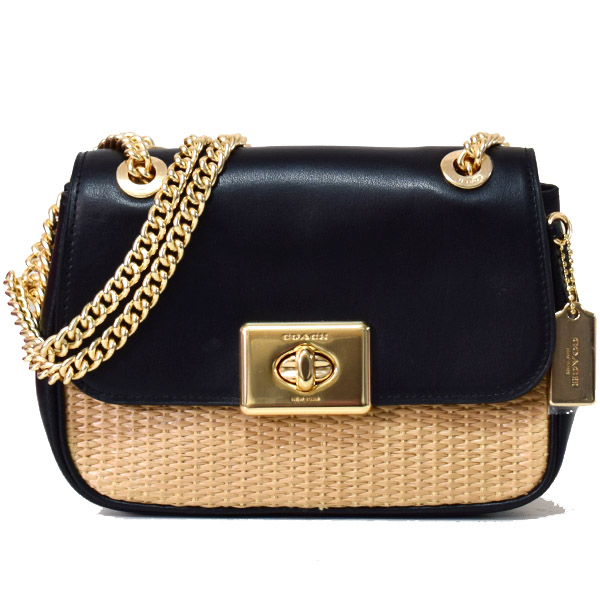 COACH】コーチ シンセティックストロー スムースレザー ミニ 