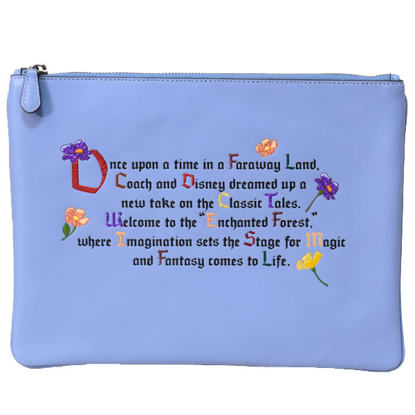 画像1: 【COACH】コーチ ディズニー コラボ カーフレザー インチャンティッド フォレスト ワンス アポン ア タイム プリント 魔法にかけられて ラージ リストレット 30 クラッチバッグ マルチ（日本未発売） (1)