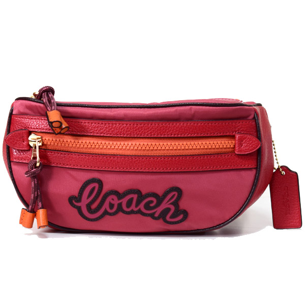 画像1: 【COACH】コーチ ナイロン ペブルレザー ヴェイル ベルトバッグ 2way ワンショルダー バックパック ウエスト ボディバッグ ルージュマルチ〔日本未発売〕 (1)