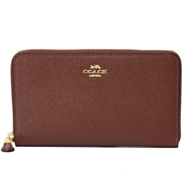 画像1: 【COACH】コーチ クロスグレインレザー コンチネンタル ジップ アラウンド ウォレット アコーディオン 長財布 サドル2（日本未発売） (1)