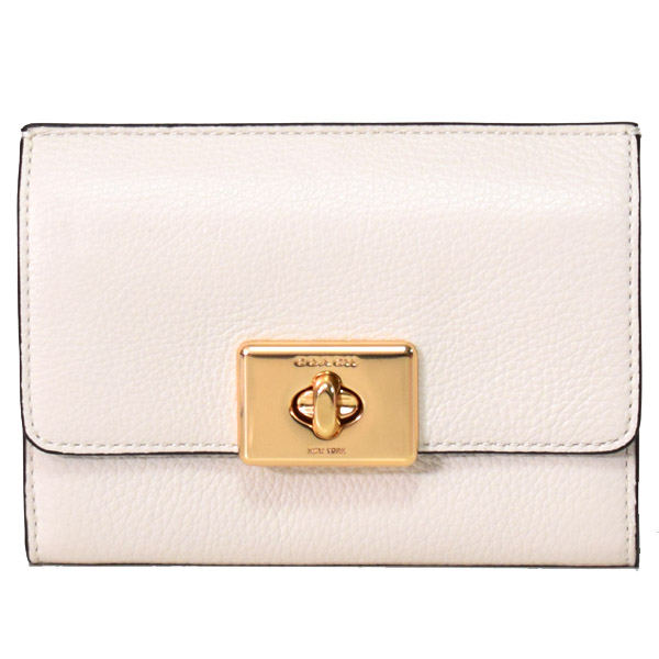 画像1: 【COACH】コーチ ペブルレザー キャシディ ターンロック ミディアム 二つ折り財布 チャーク×オックスブラッド（日本未発売） (1)