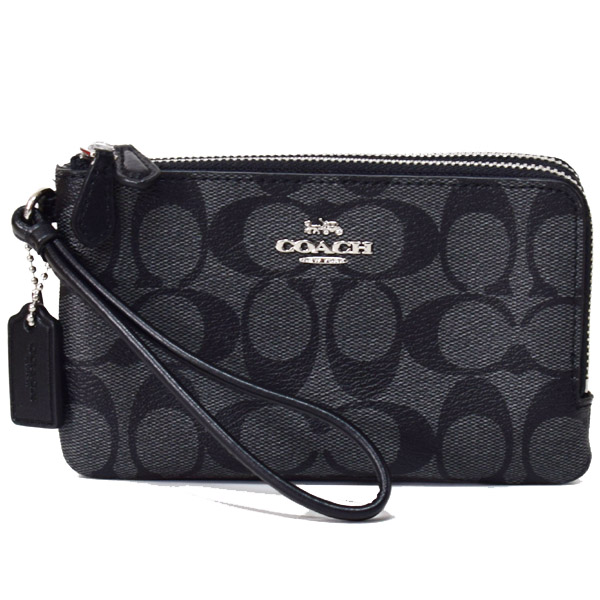 COACH ペブルレザー　ダブルファスナーコーナージップ