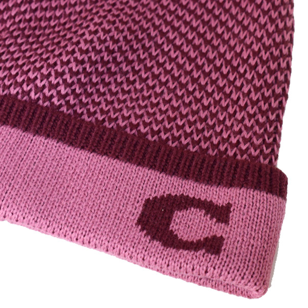 画像: 【COACH】コーチ アクリル ウール カラーブロック ポンポン ニット ハット 帽子 ピンク（日本未発売）