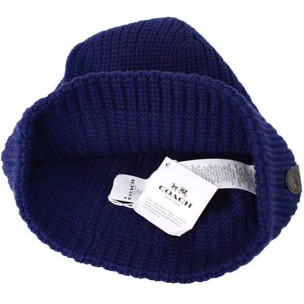 画像: 【COACH】コーチ ビーニー ニット ロゴ ハット 帽子 ミッドナイト（日本未発売）