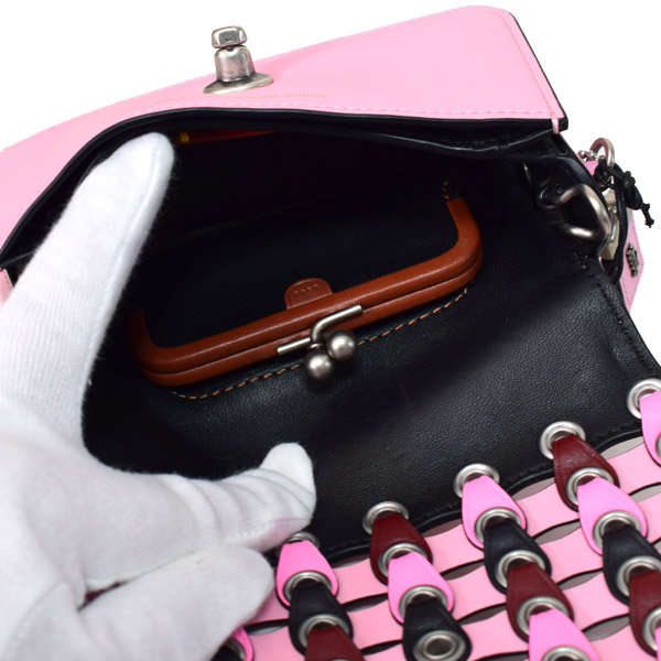 画像: 【COACH】コーチ グラブタンレザー カラーブロック コーチ リンク ディンキアー パンチング チェーン 2way クラッチ クロスボディー 斜め掛け ショルダーバッグ ペタル【訳あり】（日本未発売）