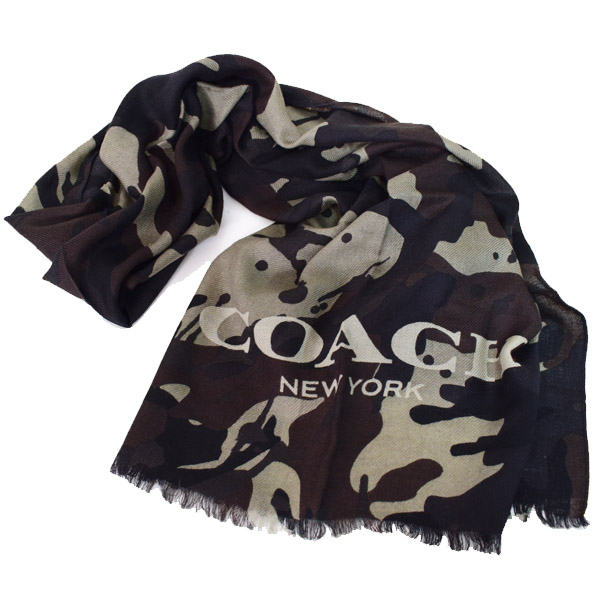 画像: 【COACH】コーチ メンズ ウール カモフラージュ 迷彩柄 プリント スカーフ ミリタリーグリーン（日本未発売）