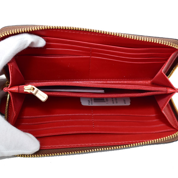 画像: 【COACH】コーチ コーティングキャンバス シグネチャー クレヨン ハート プリント アコーディオン ジップ 長財布 カーキ×レッドマルチ（日本未発売）