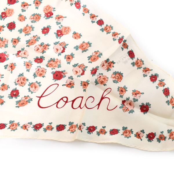 画像: 【COACH】コーチ シルク 100% ティーローズ 花柄 フラワー フローラル エッセンシャル ダイヤモンド スカーフ ストール チャーク（日本未発売）