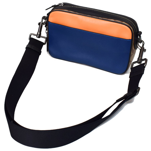 COACH】コーチ メンズ スムースカーフレザー コーティングキャンバス 