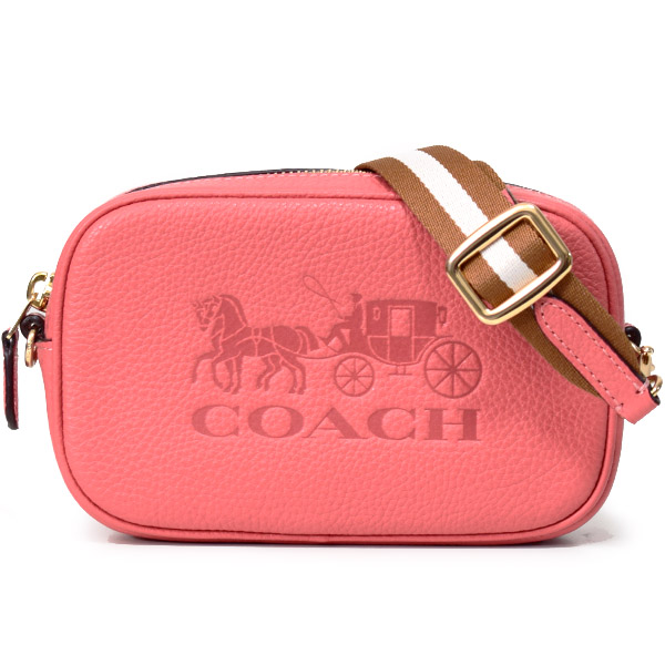 画像1: 【COACH】コーチ ペブルレザー ジェス ロゴ コンバーチブル ベルトバッグ 3way ショルダー 斜め掛け クラッチ ウエスト ヒップ バッグ ブライトコーラル（日本未発売） (1)