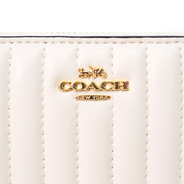 画像: 【COACH】コーチ ナッパレザー リニア キルティング ロゴ アコーディオン ジップ ウォレット 長財布 チャーク（日本未発売）