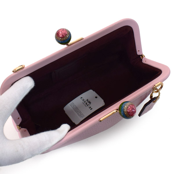 COACH】コーチ ペブルレザー スムースレザー ノラ キスロック がま口