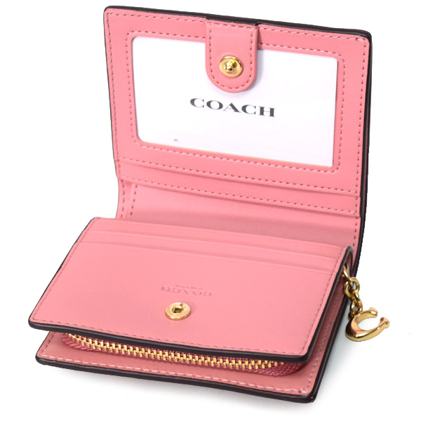 画像: 【COACH】コーチ コーティングキャンバス スムースレザー シグネチャー ハート フローラル 花柄 フラワー プリント ロゴチャーム スナップ ウォレット 二つ折り 財布 カーキ×レッドマルチ（日本未発売）