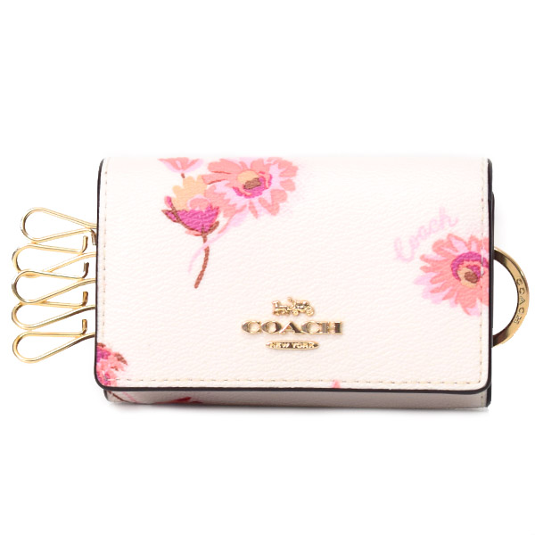 【COACH☆大人気】新品！ホワイト！フラワー！花柄！キーケース！