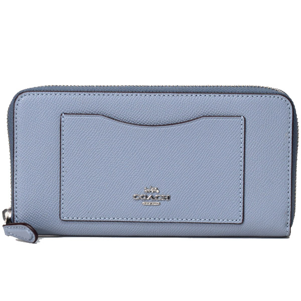 画像1: 【COACH】コーチ ラグジュアリー クロスグレーン レザー アコーディオン ジップ アラウンド 長財布 ミスト（日本未発売） (1)