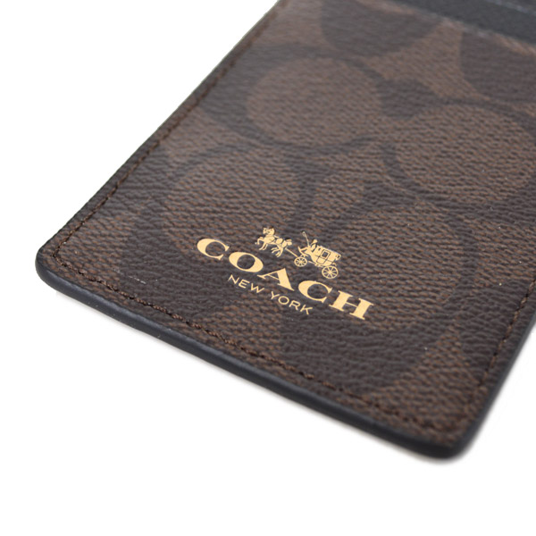 画像: 【COACH】コーチ シグネチャー ラグジュアリー ID ランヤード 首かけ カードケース ブラウン×ブラック（日本未発売）