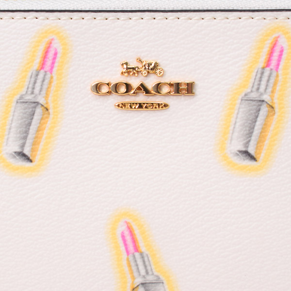 画像: 【COACH】コーチ コーティングキャンバス スムースレザー リップスティック 口紅 プリント アコーディオン ジップ ウォレット 長財布 チャークマルチ（日本未発売）