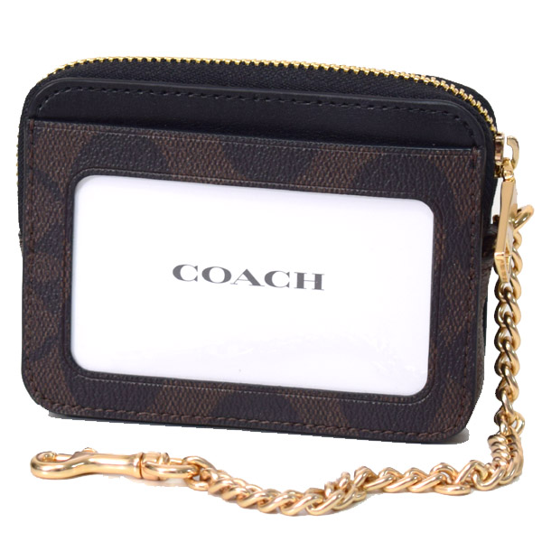 COACH】コーチ シグネチャー チェーン ロゴ ジップ カードケース