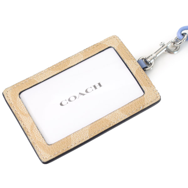 画像: 【COACH】コーチ シグネチャー ラグジュアリー ID ランヤード 首かけ カードケース ライトカーキ×ペリウィンクル（日本未発売）