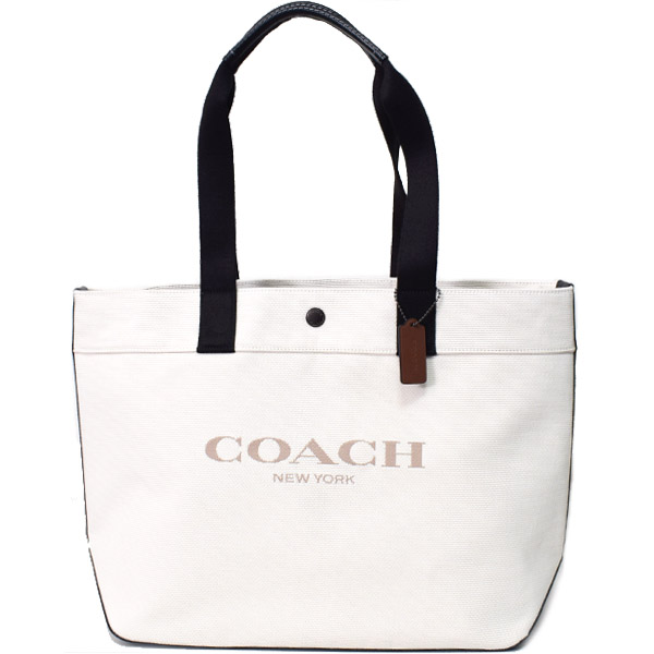 画像1: 【COACH】コーチ キャンバス カーフレザー トート 38 ロゴ トートバッグ チャーク〔日本未発売〕 (1)