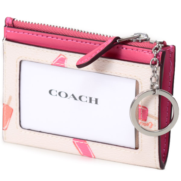 画像: 【COACH】コーチ コーティングキャンバス スムースレザー ポプシクル アイスクリーム アイスキャンディ プリント キーリング付き ミニ スキニー IDケース コインケース チャークマルチ（日本未発売）