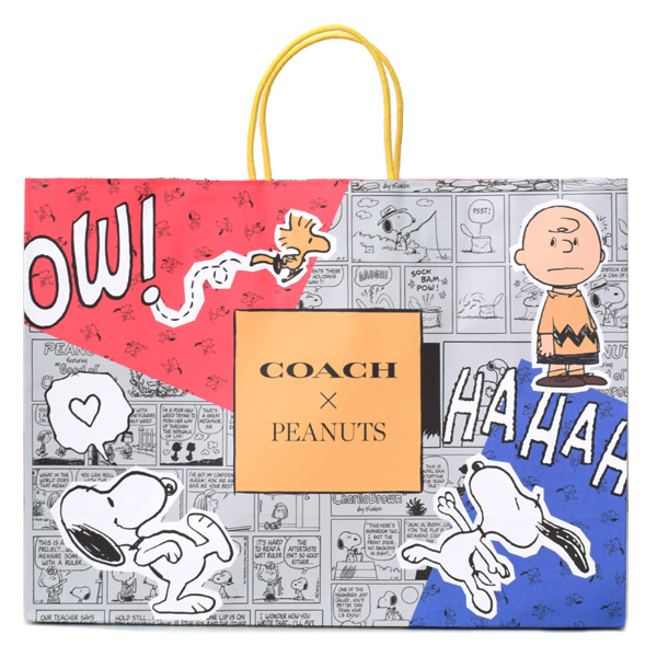 画像1: 【COACH】コーチ ピーナッツ コラボ スヌーピー プリント 純正紙袋 ショップバッグ マルチ（送料無料） (1)