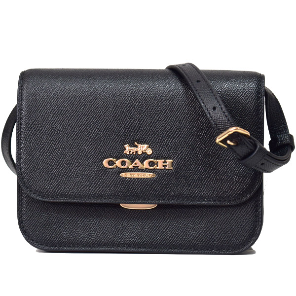 【美品】COACH ポーチ クロスグレイン レザー ロゴ 黒 ブラック