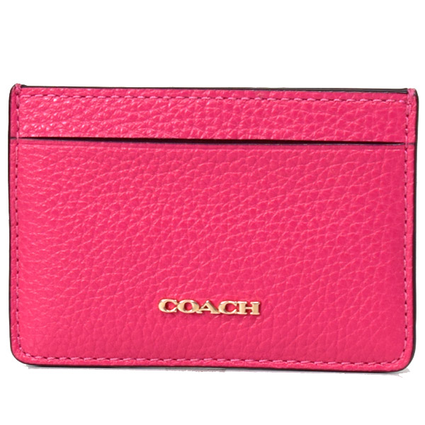 画像1: 【COACH】コーチ べブルレザースリム カードケース 定期入れ 名刺入れ エレクトリックピンク（日本未発売） (1)