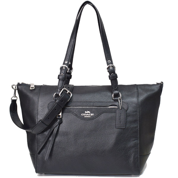 画像1: 【COACH】コーチ レザー ジップ クリオ トート ショルダー斜め掛け バッグ ブラック（日本未発売） (1)