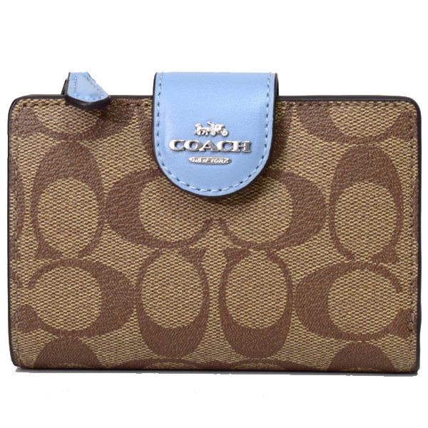 【新品未使用】COACH クリオウォレット　二つ折り財布　シグネチャー　ブルー