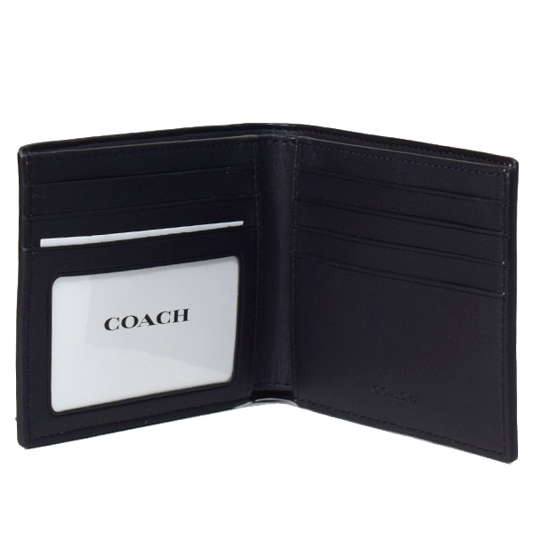画像: 【COACH】コーチ メンズ コーティングキャンバス レザー シグネチャー ID ビル 二つ折り財布 タン（日本未発売）