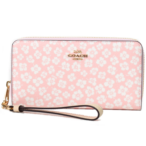 画像1: 【COACH】コーチ PVC レザー フラワー 花柄 フローラル リストレット ロング ジップ  アラウンド 長財布 ピンクマルチカラー（日本未発売） (1)