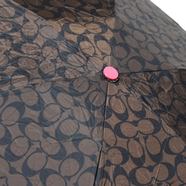 画像: 【COACH】コーチ シグネチャー ロゴ ミニ UVカット99% 紫外線カット 晴雨兼用 日傘 アンブレラ コンパクト 折りたたみ傘 ブラウンウォーターメロン（日本未発売）