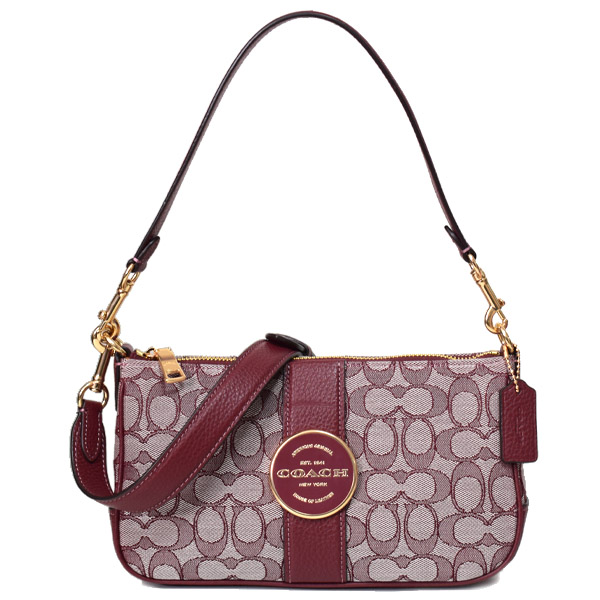 COACH】コーチ ジャガード ぺブルレザー シグネチャー ロニー バゲット