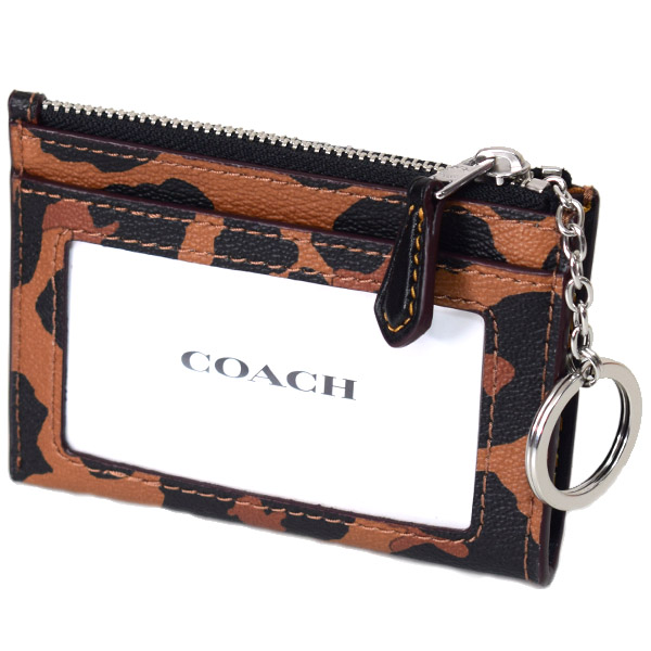 画像: 【COACH】コーチ コーティングキャンバス レザー ヒョウ柄 レオパード キーリング付き ミニ スキニー IDケース コインケース ライトサドルマルチ（日本未発売）