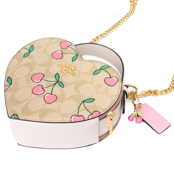 画像: 【COACH】コーチ コーティングキャンバス レザー シグネチャー チェリー さくらんぼ ダブルジップ クロスボディ 2way チェーン ハンドバッグ ショルダーバッグ ライトカーキマルチ（日本未発売）